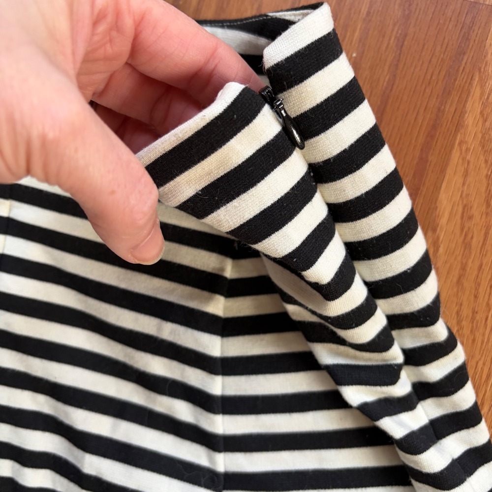 Free People Black White Stripe High Waist Rise Riker Ponte Shorts Small Retro - Picture 6 of 7